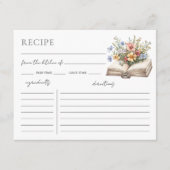 Book Bridal Shower Recipe Request Card Informatiekaartje (Voorkant)