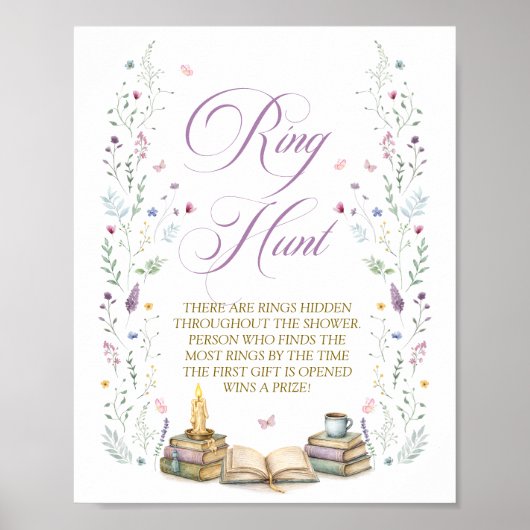Book Bridal Shower Ring Hunt Game Poster (Voorkant)