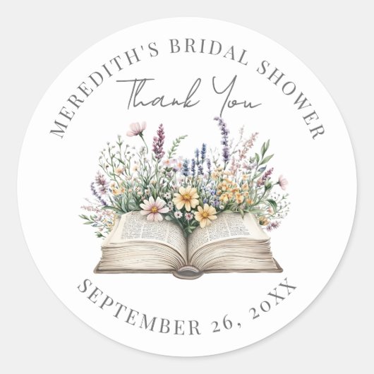 Book Bridal Shower Thank You Ronde Sticker (Voorkant)