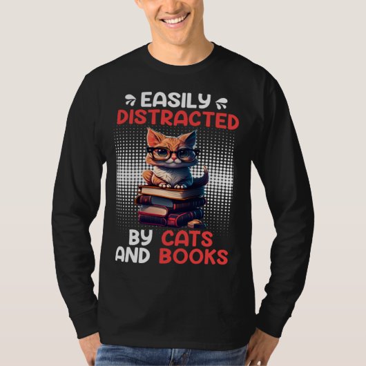 Book  Cat fan Bookworm Book Reader Bookfriend  4 T-shirt (Voorkant)