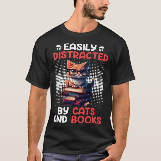 Book Cat fan Bookworm Book Reader Bookfriend 4 T-shirt (Voorkant)