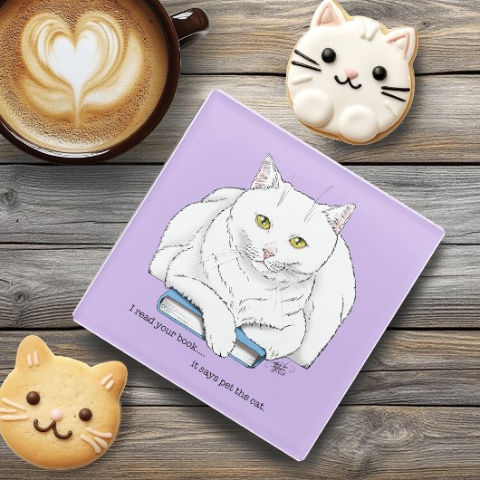 Book Cat Glazen Onderzetter
