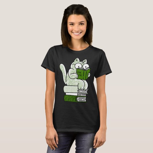 book  cat reading  cute t-shirt (Voorkant volledig)