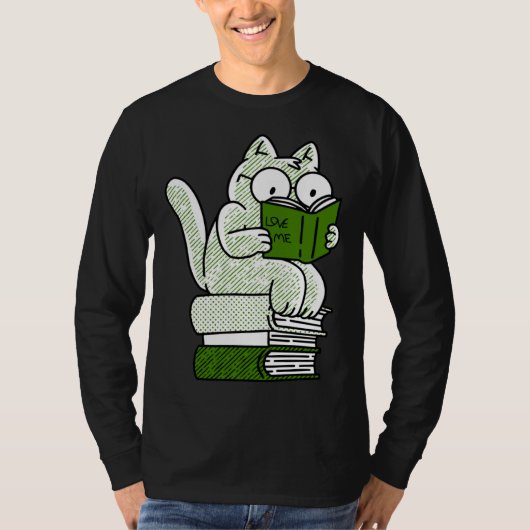 book  cat reading  cute t-shirt (Voorkant)