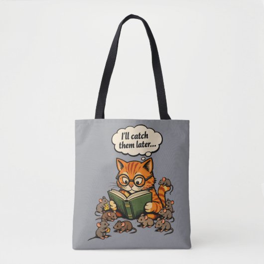 book cat tote bag (Voorkant)
