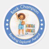 Book Champion Teacher Reading Award Ronde Sticker (Voorkant)