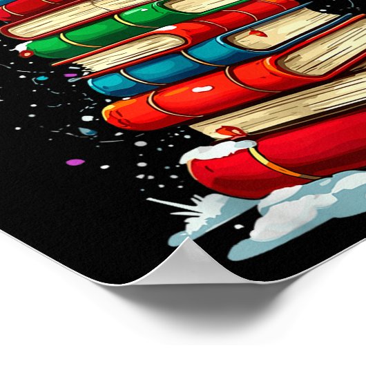 Book Christmas Tree Book Lover Teacher Librarian  Poster (Hoek)