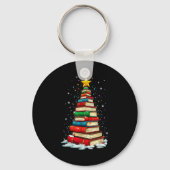 Book Christmas Tree Book Lover Teacher Librarian  Sleutelhanger (Voorkant)