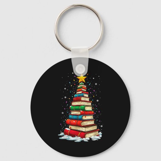 Book Christmas Tree Book Lover Teacher Librarian  Sleutelhanger (Voorkant)