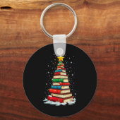 Book Christmas Tree Book Lover Teacher Librarian  Sleutelhanger (Voorkant)