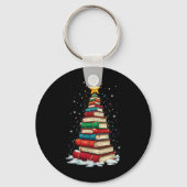 Book Christmas Tree Book Lover Teacher Librarian Sleutelhanger (Voorkant)