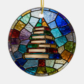 Book Christmas Tree Keramisch Ornament (Voorkant)