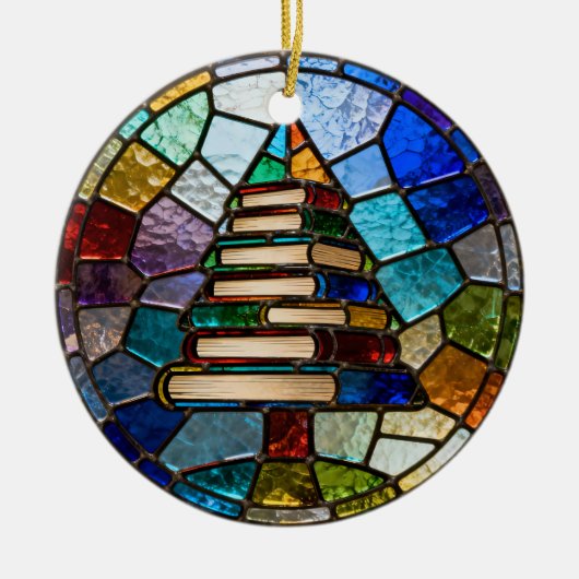 Book Christmas Tree Keramisch Ornament (Voorkant)