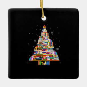 book christmas tree librarian book lovers xmas keramisch ornament