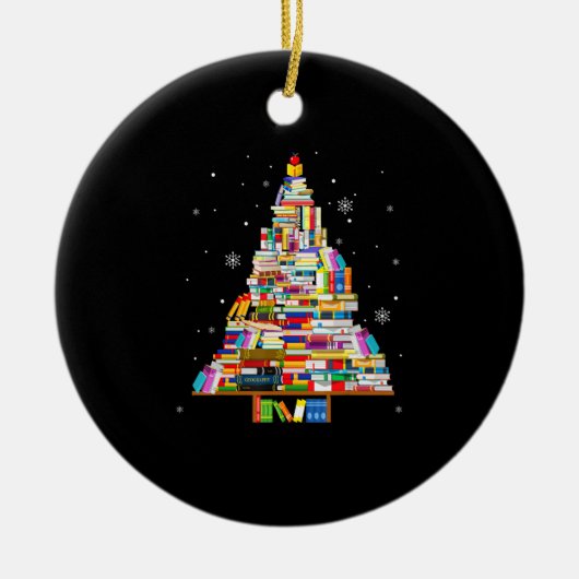 book christmas tree librarian book lovers xmas keramisch ornament (Voorkant)