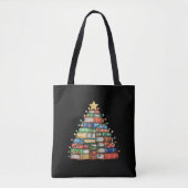 Book Christmas Tree Lights Teacher Librarian Read Tote Bag (Voorkant)
