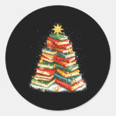 Book Christmas Tree Reading Ronde Sticker (Voorkant)
