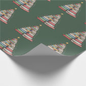 Book Christmas Tree Retro Bookworm Library  Cadeaupapier (Hoek)