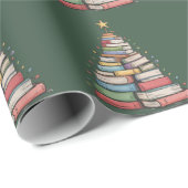 Book Christmas Tree Retro Bookworm Library  Cadeaupapier (Rol Hoek)