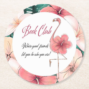 Book Club Bibliophile Book Worm Chic Flamingo Ronde Kartonnen Onderzetter