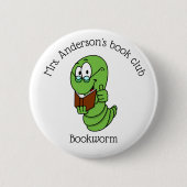 Book Club Bookworm Persoonlijk Ronde Button 5,7 Cm (Voorkant)