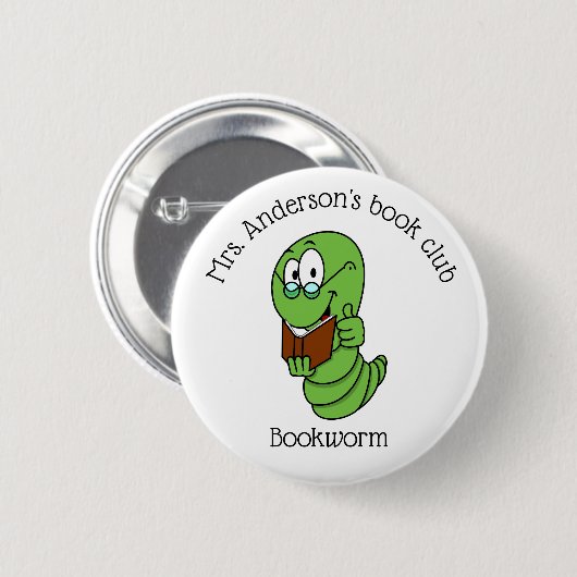 Book Club Bookworm Persoonlijk Ronde Button 5,7 Cm (Voorkant /achterkant)