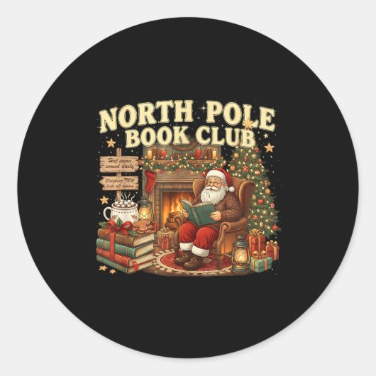 Book Club Cozy Christmas Reading Gift  Ronde Sticker (Voorkant)