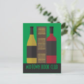 Book Club Custom met Book and Wine Briefkaart (Staand voorkant)