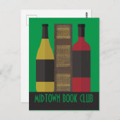 Book Club Custom met Book and Wine Briefkaart (Voorkant / Achterkant)