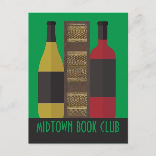 Book Club Custom met Book and Wine Briefkaart (Voorkant)