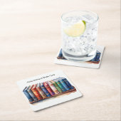 Book Club Customizable Square Beverage Coffee Kartonnen Onderzetters (Insitu)
