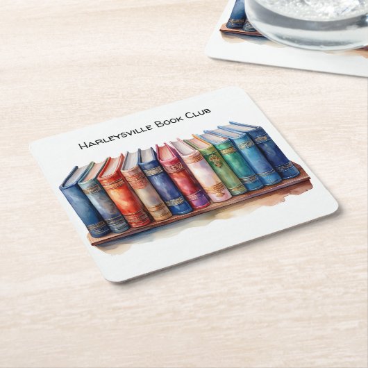 Book Club Customizable Square Beverage Coffee Kartonnen Onderzetters (Schuin)