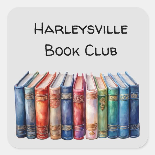 Book Club Customizable Square Vierkante Sticker (Voorkant)