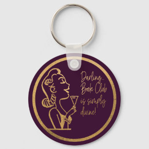 Book Club Friend  Woman Chic Paars Gold Sleutelhanger