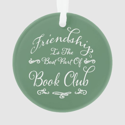 Book Club Friendship Green White Typografie Ornament (achterkant)