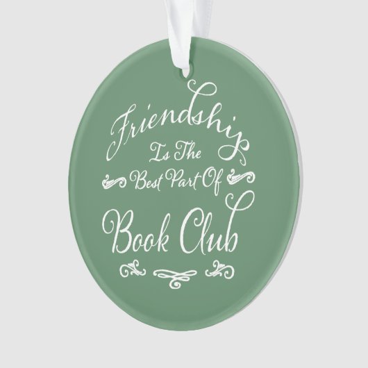 Book Club Friendship Green White Typografie Ornament (voorkant)