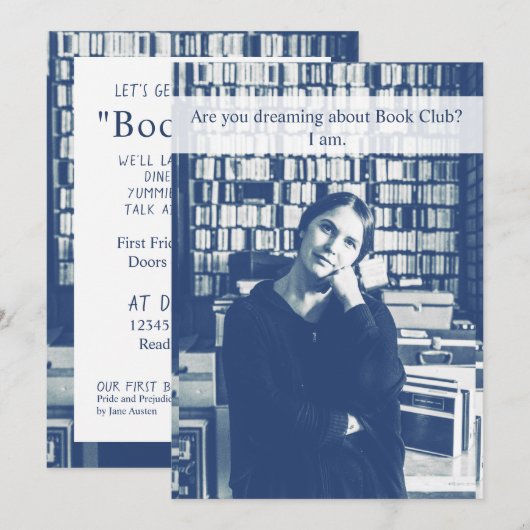 Book Club Funny Custom Invitation Kaart (Voorkant / Achterkant)