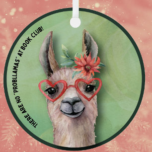 Book Club Funny Llama Keramisch Ornament