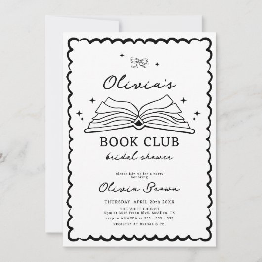 Book Club Hand Drawn Retro Vrijgezellenfeest Kaart (Voorkant)