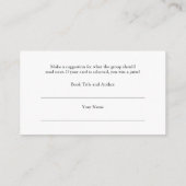 Book Club Name Select A Book Informatiekaartje (Achterkant)