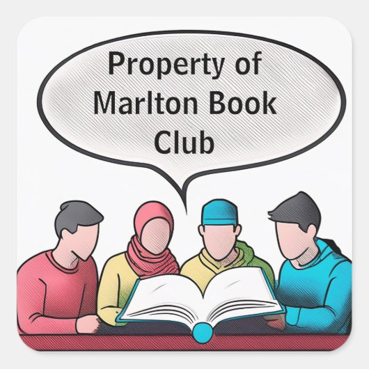 Book Club Open Invitation Customizable Vierkante Sticker (Voorkant)