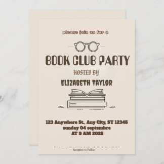 Book Club Party Invitation – Cozy Reading Night Kaart