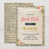 Book club party-uitnodiging kaart (Voorkant / Achterkant)