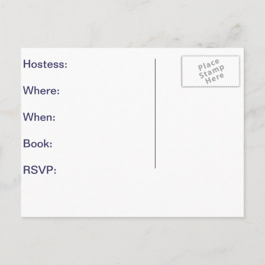 Book Club Post Card Uitnodiging Briefkaart (Achterkant)