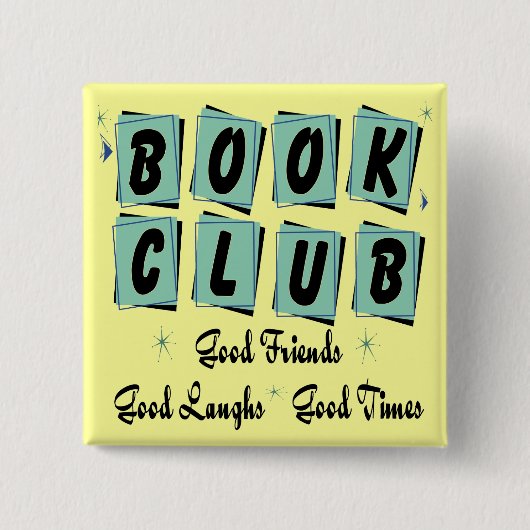 Book Club Retro - Goede vrienden, Times en Laughs Vierkante Button 5,1 Cm (Voorkant)