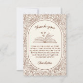 Book Club Theme Floral Brown Bridal Shower Bedankkaart (Voorkant)