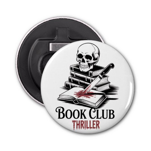 Book Club Thriller Button Flesopener (Voorkant)
