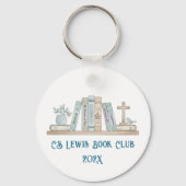 Book Club Watercolor Blue Customizable Key Chain Sleutelhanger (Voorkant)