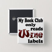 Book Club Wine Labels Vierkante Button 5,1 Cm (Voorkant /achterkant)