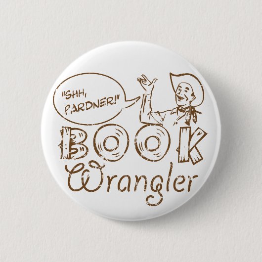 Book Cowboy Funny Librarian Ronde Button 5,7 Cm (Voorkant)